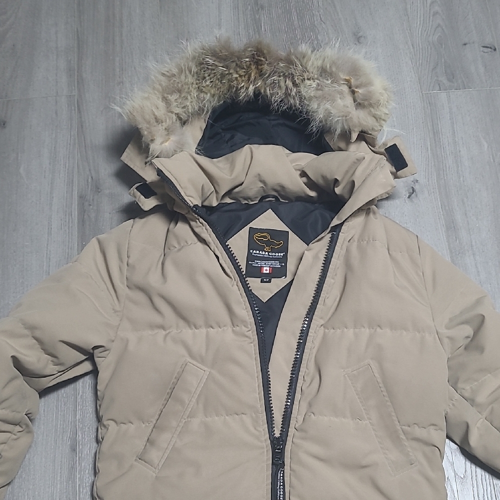 Canada Goose Tan Parka with Fur Trim Style 3035L - Picture 7 of 16
